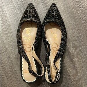 Sam Edelman Pointed Toe Slingback Kitten Heel Tweed Size 9